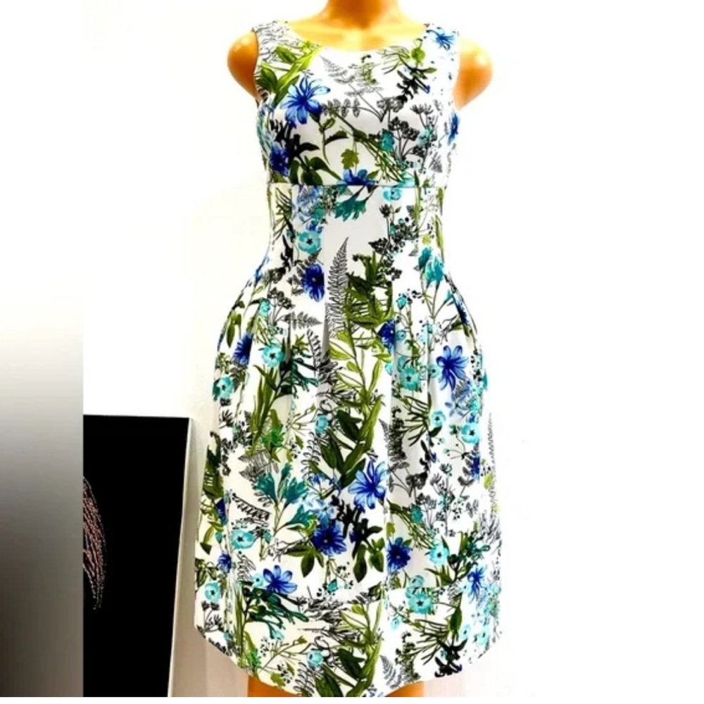 Enfocus Studio Blue and‎ Green A-Line Midi Dress